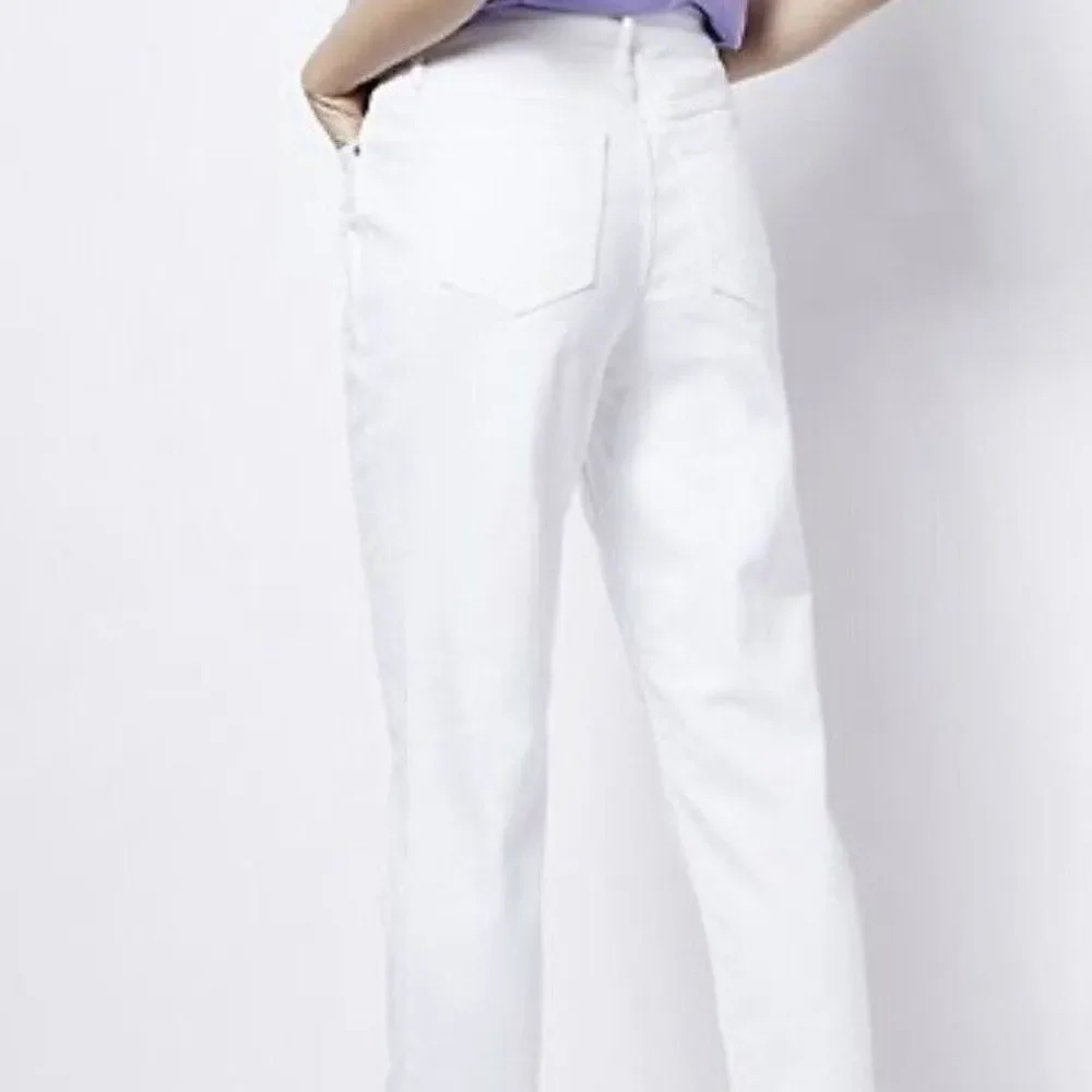 Candace Cameron Bure Embroidered Girlfriend Jean- White Petite A472456 Size